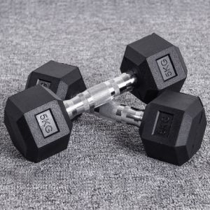 15kg Unisex Hexagon Rubber Dumbbells Non Toxic Customized