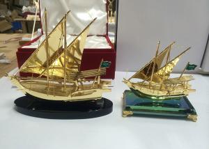 China Metal Alloy Arab Cultural Souvenirs / Arabian Fishing Boat Model With Crystal Base on sale