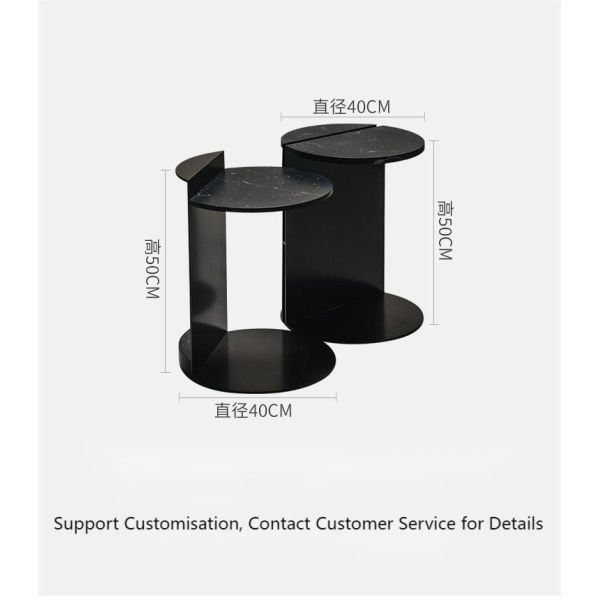 Antioxidant Hotel Coffee Table Iron With Wooden Top Side Table Rock Plate C Type Couch Side Table