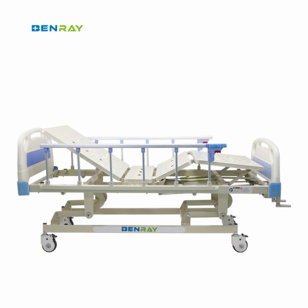 Buy cheap 3 Function Manual Crank Medical Hospital Bed With Pp Guardrails from wholesalers
