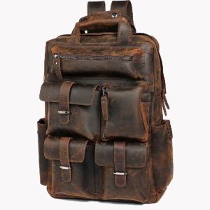Buy cheap Men'S Retro First Layer Cowhide Travel Hiking Backpack from wholesalers
