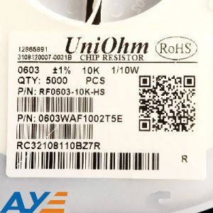 Buy cheap 603WAF1002T5E SMD Thick Film Resistor 0603/10KΩ 100mW 75V from wholesalers