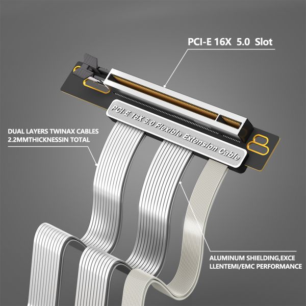 High Speed PCI-E 5.0 X 16 Rise Cable PCIe5 Expansion Cable X16 90 Degree Vertical Installation GPU Expansion Card