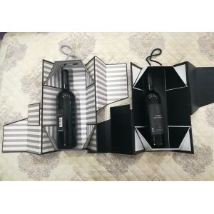 Luxury folding magnetic closure cardboard packaging wine bottle handmake rigid