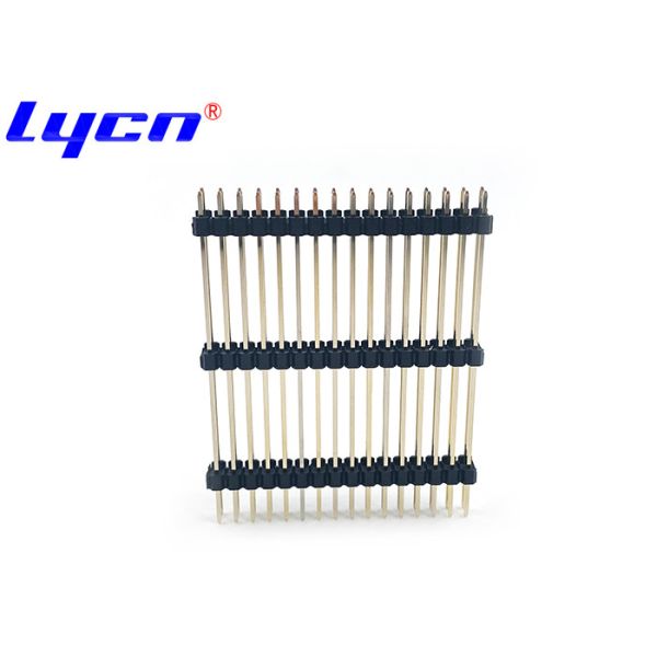 DIP Male Pin Header Connectors 2.54 Mm Pitch Gold Flash Triple Plastic Bodies