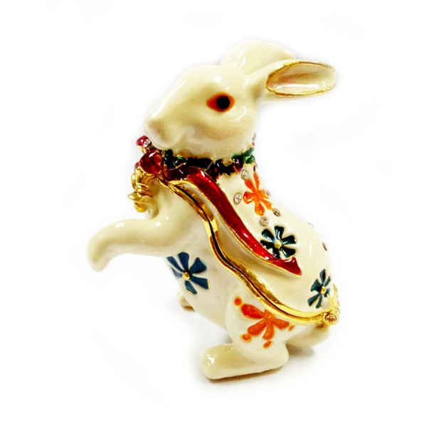 Buy cheap Rabbit Bejeweled Trinket Box Necklace Ring Holder Rabbit Figurine Hinged Rabbit Jewelry Box Rabbit Easter Gift from wholesalers