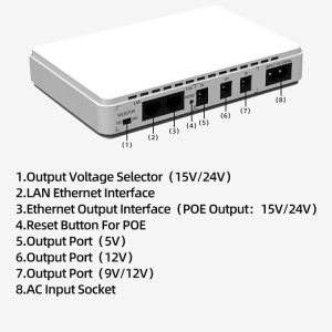 Networking Mini DC UPS 5V 9V 12V 15V 19V 24V POE for WIFI Router Power Bank