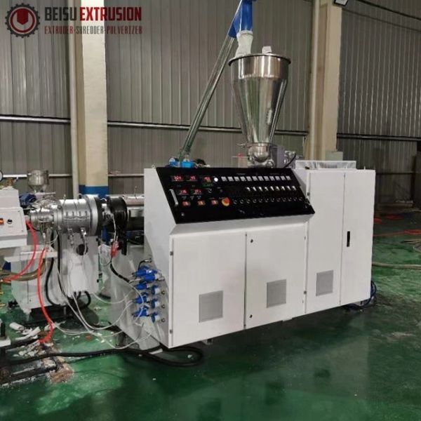 Quality Caco3 Conical Doube Screw Compound Extruder Machine  Low Shear for sale