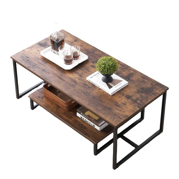 Buy cheap Rustic Wood And Metal Coffee Table Rectangular Nesting Side Tables from wholesalers