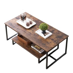 Buy cheap Rustic Wood And Metal Coffee Table Rectangular Nesting Side Tables from wholesalers