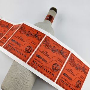 Buy cheap Orange custom leather stickers Embossed Texture Wine Bottle Label from wholesalers