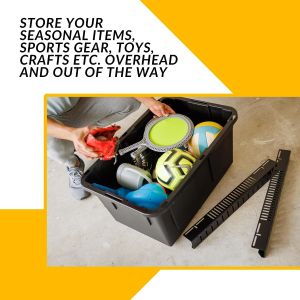 Buy cheap Heavy Duty Ceiling Bin Storage Rails Ceiling Mount Overhead Garage Storage Rack Overhead Bin Rack from wholesalers