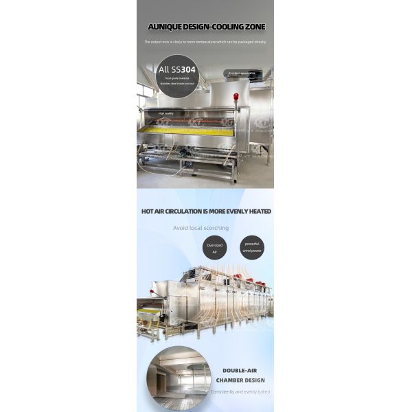 PLC Intelligent Control Continuous Nuts Roaster Made Of 304 Stainless Steel Safe Hygienic Simple Structure