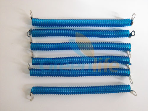 Quality Smart Steel Wire Calbe Inside with Transparent Blue Coating w/Metal Eyelets on Both Ends for Tool Holding for sale