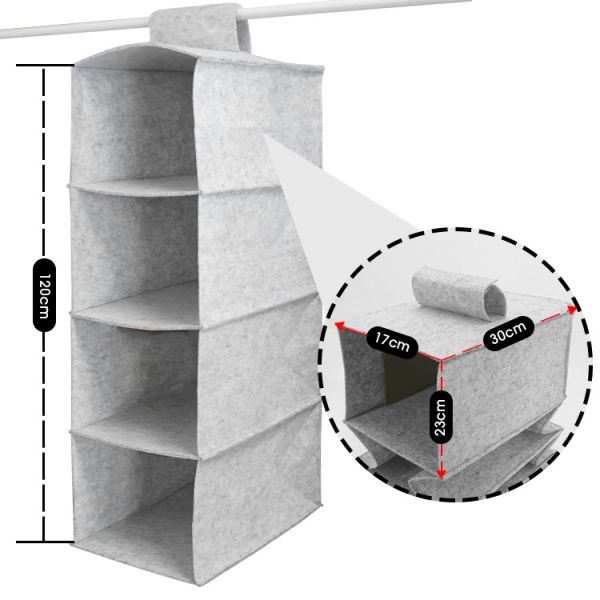 4 Shelf Felt Foldable Hanging Closet Organizer For Hat Storage