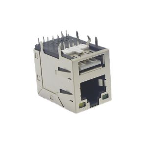 Buy cheap Metal Shielded Female RJ45 PCB Connector USB 3.0 SMD Assembly With Transformer And Leds from wholesalers