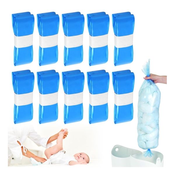 Quality 8-pack Nappy Bin Refill Bag Baby Powder Diaper Pails Refills Compatible With TommeeTipee Blue Color Diaper Trash Refill for sale