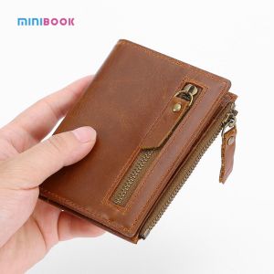Minibook Genuine Leather Male Wallet with Anti-Theft Protection and Customizable