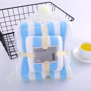 Woven Polyester Towel Bath Towel Sets Solid Color Thick Absorbent Wide Edge