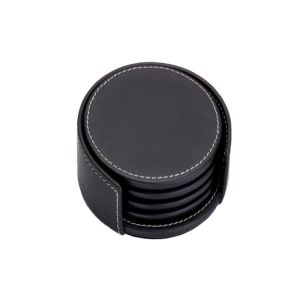 Buy cheap 10x 4cm Round Leather Coasters Customized Cup Black Drink Coasters from wholesalers