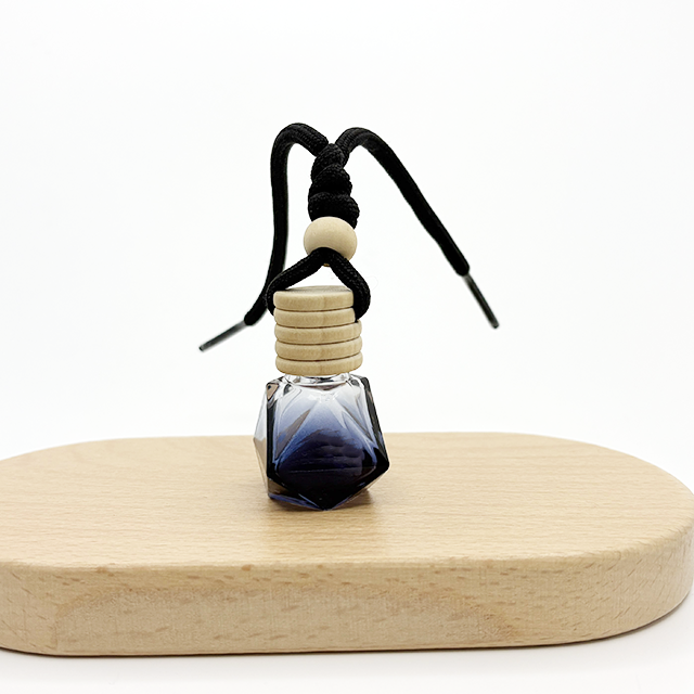 Buy cheap Square Triangle Black Glass Screw Sealed Car Perfume Bottle with Rubber Stopper Hanging Diffuser from wholesalers