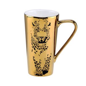 Buy cheap 480CC Leopard Decal Gold Coffee Mug Electroplating from wholesalers