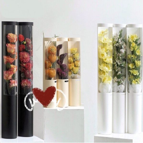 Quality Handmade Single Rose Flower Gift Box Packing Recyclable Cylindrical Shaped for sale