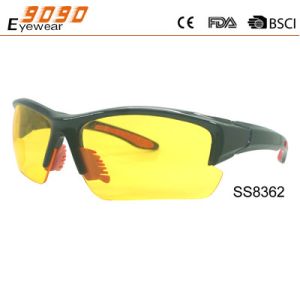 Buy cheap 2018 hot sale style sports sunglasses with black frame and yellow mirrror lens from wholesalers