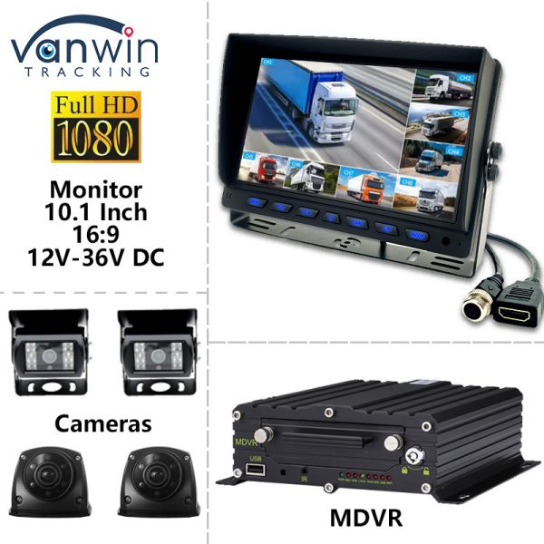 10.1 inch AHD Car Screen Display 8CH MDVR Camera 1080P Color TFT Car Monitor