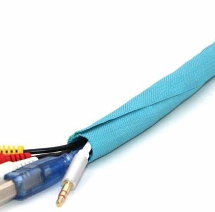 Quality SGS Blue PET Self Wrapping Split Braided Sleeving Abrasion Resistant for sale