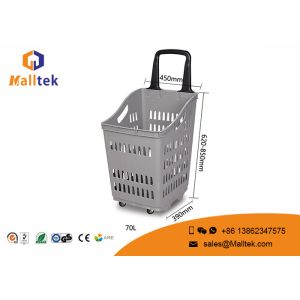 Buy cheap Eco - Friendly Grey Rolling Plastic Shopping Basket With High Capacity from wholesalers