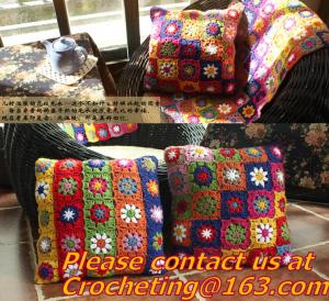 Buy cheap Handmade crocheted blanket handmade carpet yarn crochet decoration color block flower blanket product