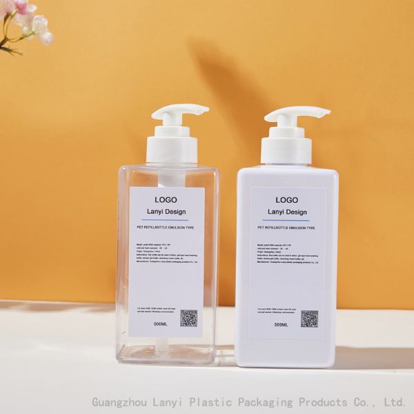 Quality Square Clear PET Plastic 500ml Shampoo Pump Bottles for sale