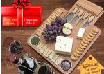Antibacterial Bamboo Cheese Board With Knives Wood Charcuterie Platter & Meat