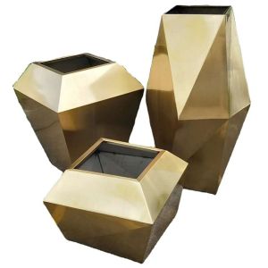 Buy cheap Rose gold color stainless steel different shapes flower pots from wholesalers