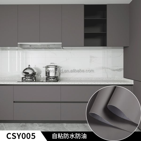 Glossy Self-Adhesive Peel and Stick Wallpaper in Plain Color for Kitchen Cabinet Decor