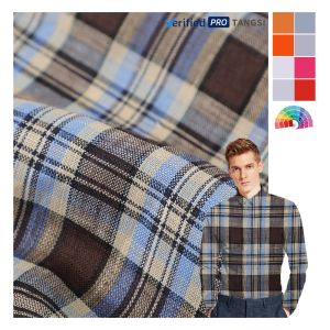 Buy cheap 2025 Summer Hot Sale Pure Linen Shirting Fabric Manufactures Lurex Yarn Dyed Grid Fabric with Rich Colors from wholesalers