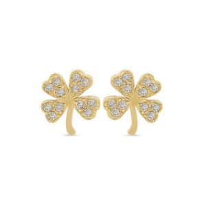 China 18K Gold Plated 925 Sterling Silver Clover Stud Earring on sale