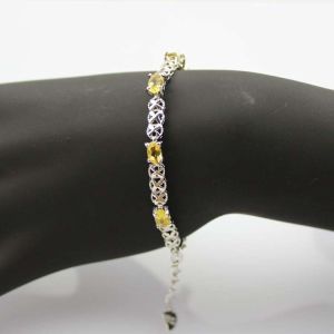 Buy cheap 925 Silver  Created Yellow Cubic Zirconia Tennis Bracelet  (SB1001) from wholesalers