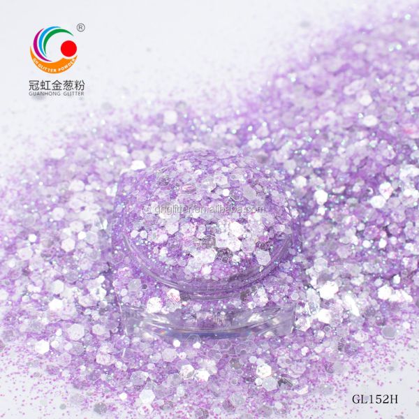 Nail Decoration Polyester Hexagonal Holo Glitter Mix Rainbow Chunky Glitter For Christmas Supplies