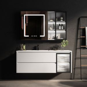 Buy cheap Single Sink LED Mirror Cabinet Moisture Resistant Bathroom Vanity from wholesalers