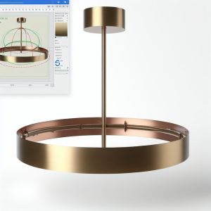 Adjustable Height Brass Copper Circular Chandelier with UV Printing