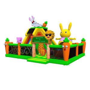 Custom Rabbit Land Cartoon Theme Inflatable Bouncy Climbing Castle