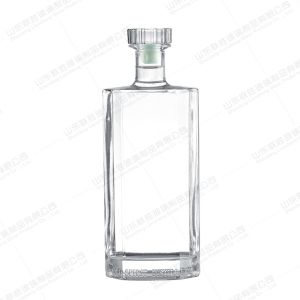 Rubber Stopper Sealing Type Octagonal Flat 750ml Glass Bottle for Wine Vodka