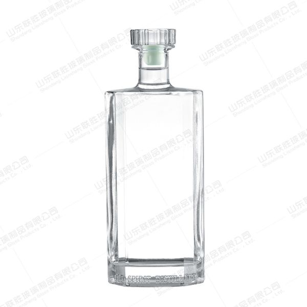 Rubber Stopper Sealing Type Octagonal Flat 750ml Glass Bottle for Wine Vodka