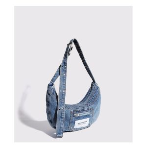 2024 CROSS-BORDER NEW UNDERARM BAG NICHE DESIGN RETRO WASH DENIM BAG SENIOR