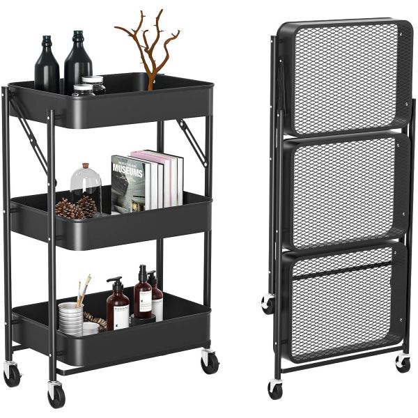 Quality Folding Mobile ODM Metal Storage Trolley For Kitchen for sale