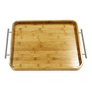 Multi functional wooden butlers tray with handles
