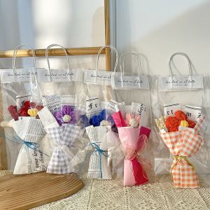 China Single Bouquet Valentine's Day Gift Creative Large Handmade Fabric Puff with Light and Plush Flowers on sale