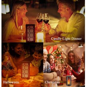 Outdoor 2Pcs 72mm×H140mm Led Flickering Flame Lantern USB Rechargeable